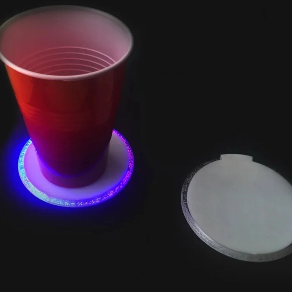 NWT Light Up LED Drink Coasters - Blue/Blue Big Mouth Brand Round